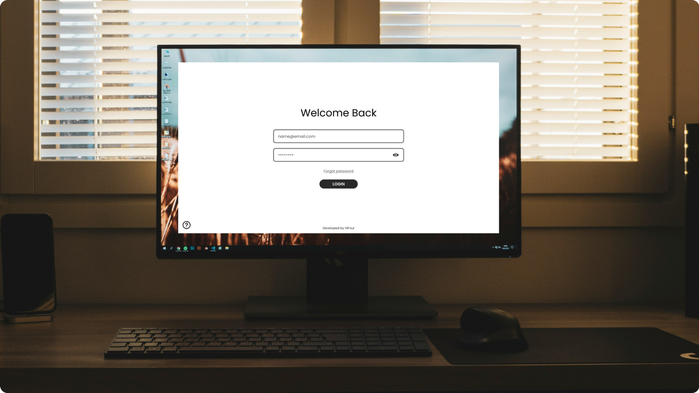 Desktop monitor with Rangale platform login screen