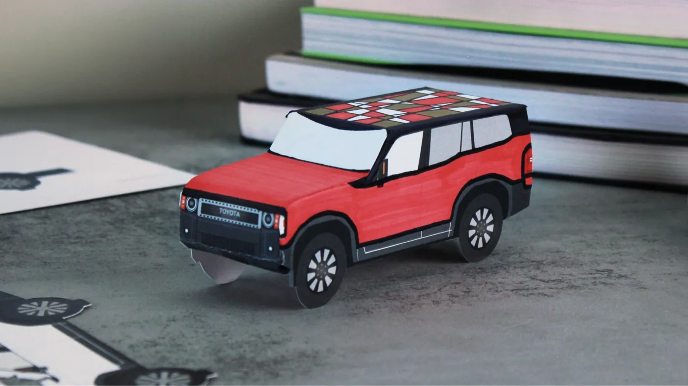 cardboard cutout of a Toyota vehicle