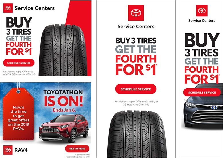 Grid of Toyotathon banner ads